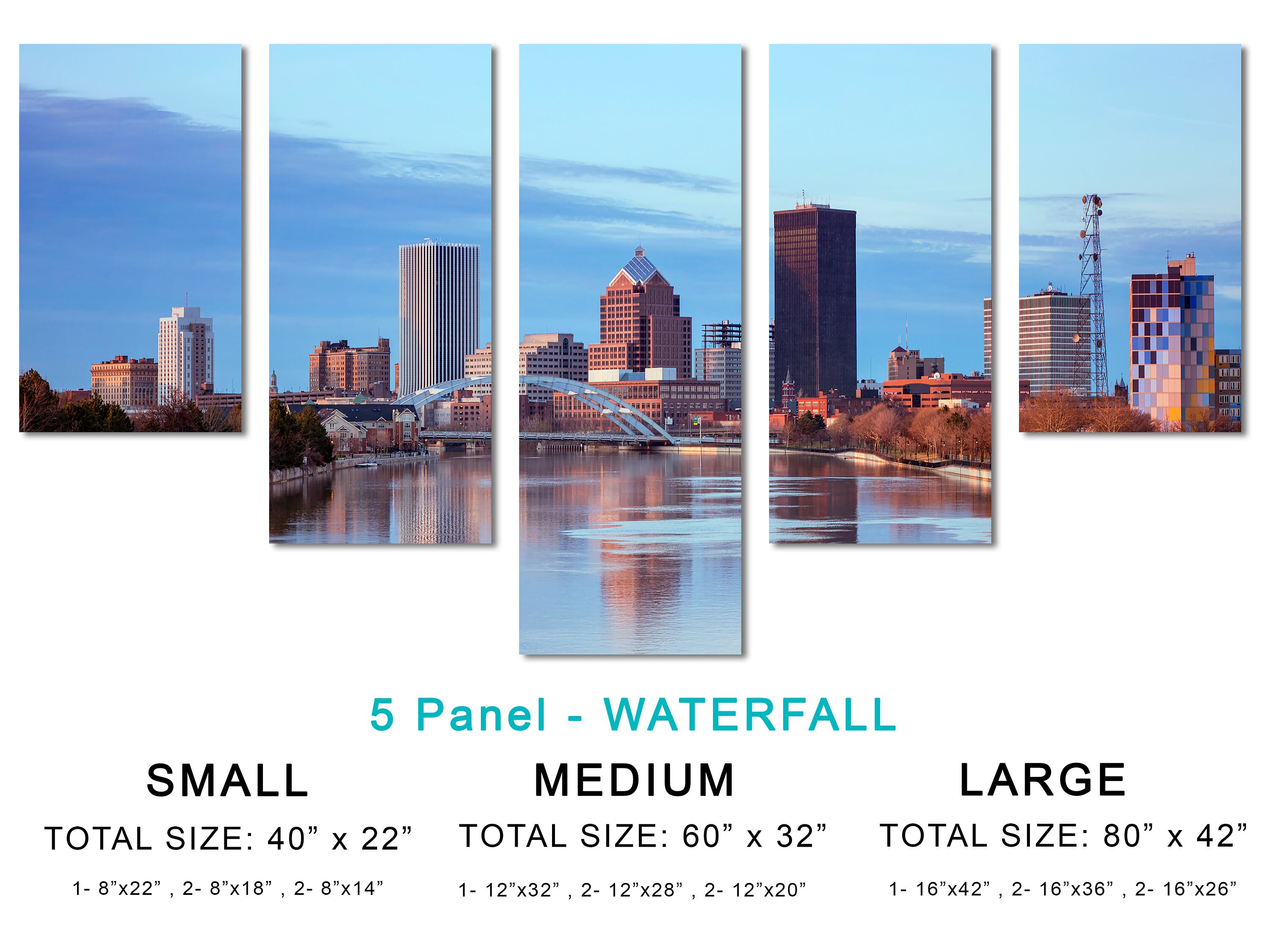 Rochester, NY Skyline Wall Art Canvas Print. Rochester New York City ...
