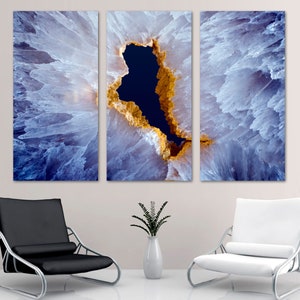Dark Blue Agate Canvas Print Wall Art. Agate Slice, quartz decor, agate wall art, agate print - Giclee wall decor, home decor, office decor