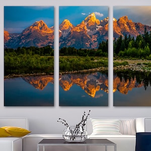Grand Teton Mountains Wall Art Landscape Canvas Prints. Grand Tetons National Park Scenery - Giclee home decor, wall decor, interior design