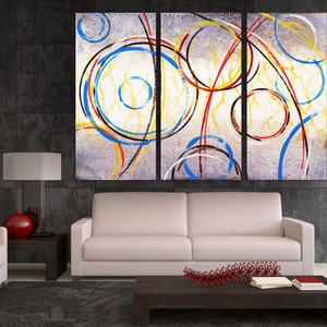 Abstract Circles Art Canvas Print. Abstract wall art print set. Giclee for living room decor, office decor & interior design.