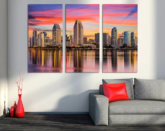 San Diego, California Skyline Canvas Print Wall Art - Sand Diego California Cityscape for home decor, office wall decor and interior design.