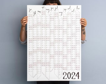 2024 Year Planner / Wall Calendar /  Year Calendar / Wall Planner B&W