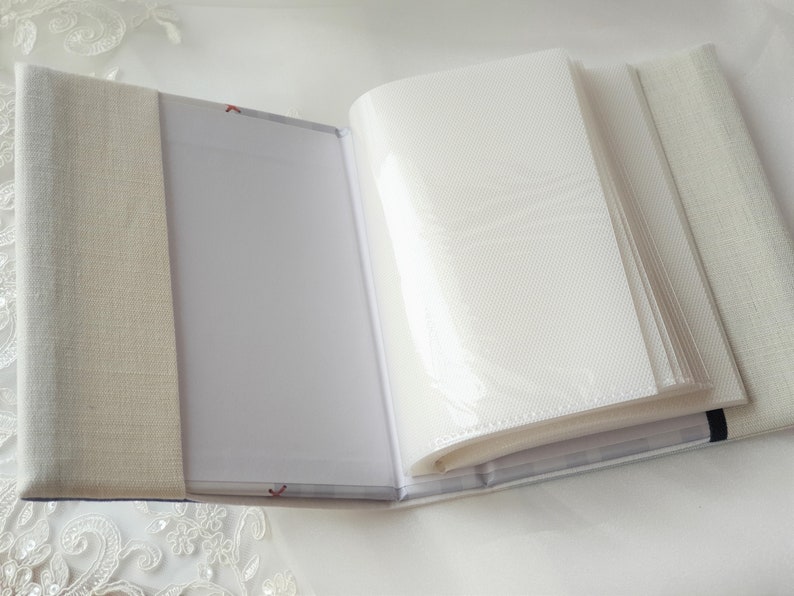 letter Gift 36 photos Travel mini album Baby boy book album with sleeves Natural linen cover with applique Photo album personalized 4x6