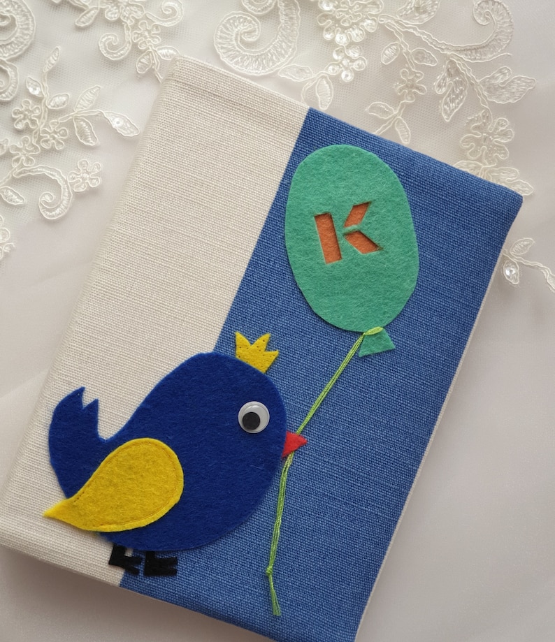 letter Gift 36 photos Travel mini album Baby boy book album with sleeves Natural linen cover with applique Photo album personalized 4x6