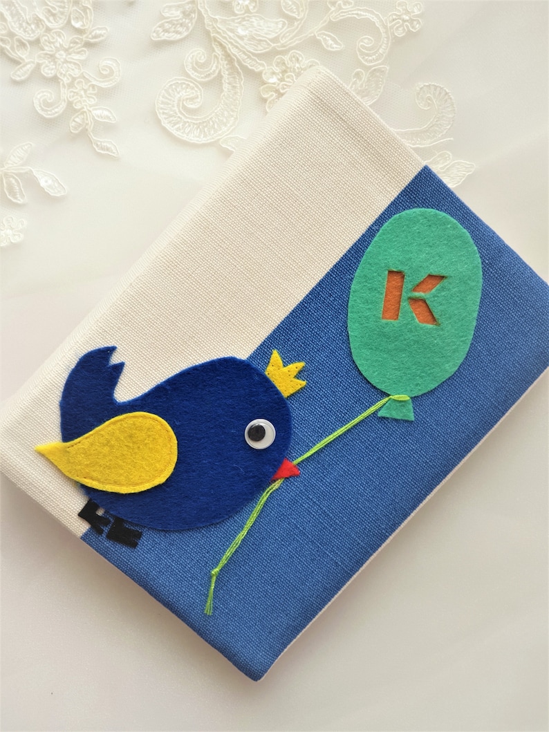 letter Gift 36 photos Travel mini album Baby boy book album with sleeves Natural linen cover with applique Photo album personalized 4x6