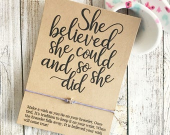 She Believed She Could, She Believed Bracelet, Inspiration Bracelet, Wish Bracelet, Motivation Bracelet, Inspirational Gift