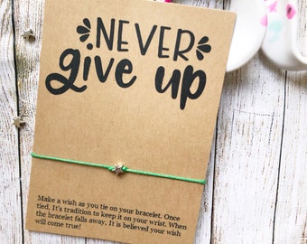 Never Ever Give Up Bracelet, Motivation Bracelet, Inspiration Bracelet, Wish Bracelet, Star Bracelet, Inspiration Jewelry, Party Favors