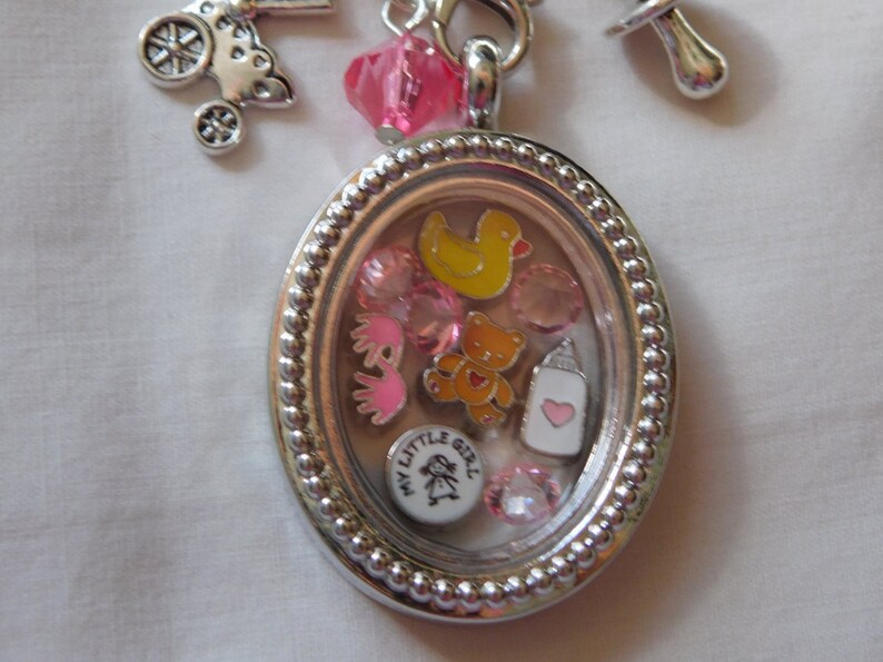 Great Gift ~ It/'s a Girl Darling Memory Locket with Chain ~ Locket ~ Dangles /& Charms that will fit Origmai Owl Lockets!~
