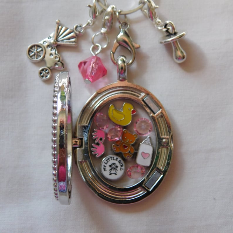 Great Gift ~ It/'s a Girl Darling Memory Locket with Chain ~ Locket ~ Dangles /& Charms that will fit Origmai Owl Lockets!~