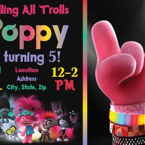Trolls 2 Birthday Invitation