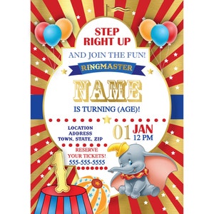 Verjaardagsuitnodiging Dombo/Circus