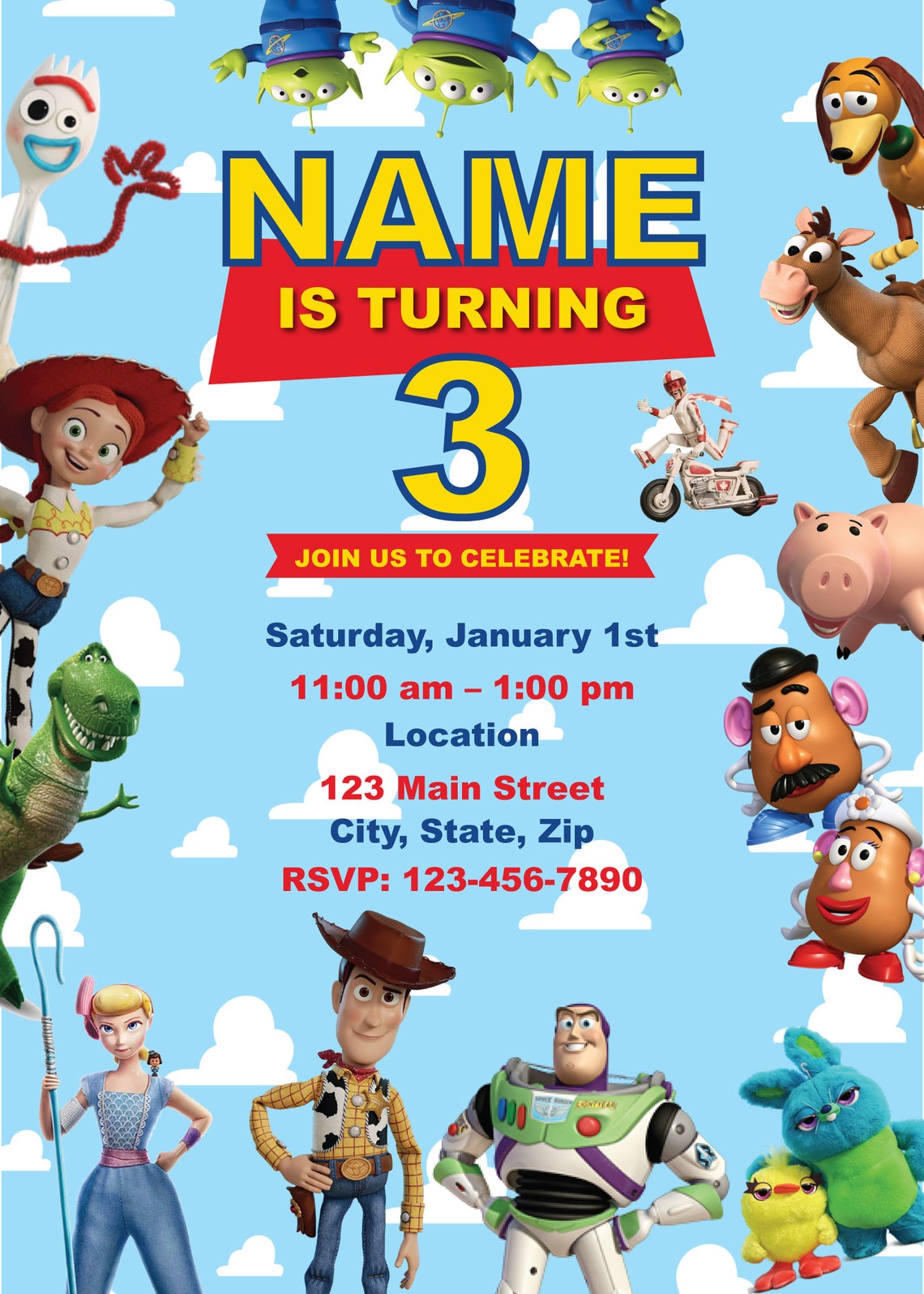 Toy Story 4 Birthday Invitation - Etsy