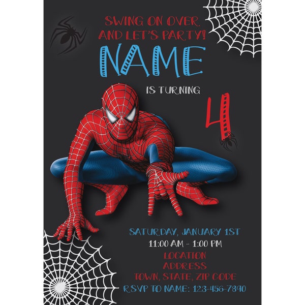 Spider Man Birthday Invitation