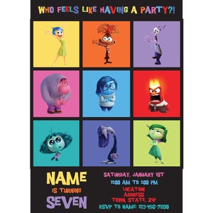Invitación de cumpleaños de Inside Out 2 para descargar en formato digital