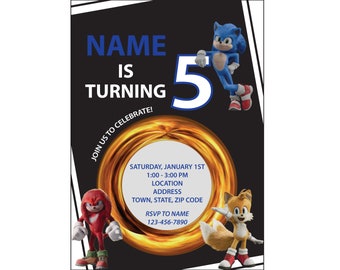 Sonic the Hedgehog Birthday Invitation