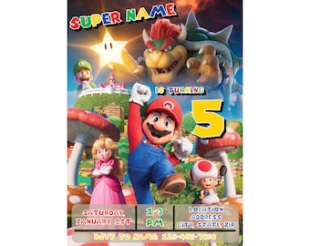Verjaardagsuitnodiging voor Super Mario Bros.