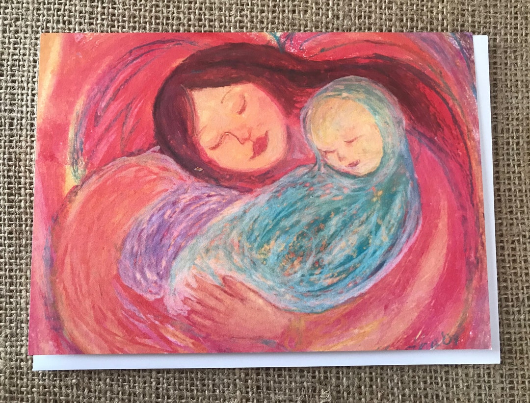 Mother Baby Greeting Card Art Print 5x7 Framable Artwork Card Mother ...
