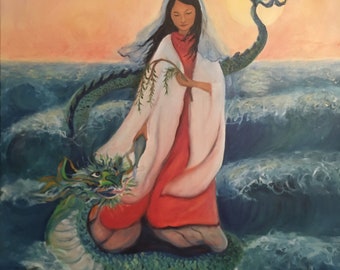 Our Lady of Compassion Kuan Yin mercy kindness love Guan Yin Quan Yin Oil Painting 30"x40"
