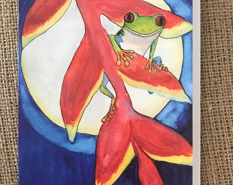 Red Eyed Tree Frog 5x7 Greeting Card Framable Art Card Note Card Blank Inside