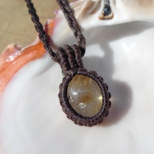 Genuine Citrine Pendant, Natural Citrine Necklace, Citrine Macrame Necklace, Healing Crystal Necklace, Mens Stone Amulet