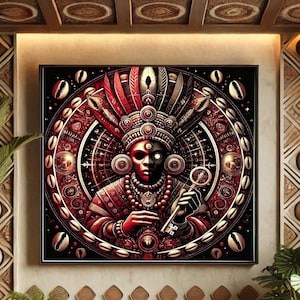 Elegua Panel de Trono, Arte de pared Yoruba Lukumi. Regla de Osha-Ifa Arte Mural, Lukumi Canva, Orisha Elegua Canva, Regalo Espiritual