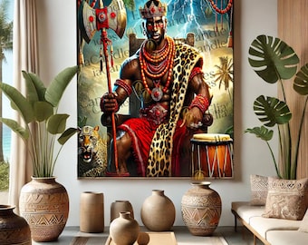 Gobelin ścienny Yoruba Shango, Bóg Gromu Orisha (50x60 lub 68x80 cali)