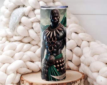 Ogun Orisha Tumbler, Lukumí Inspired Spiritual Cup (20oz, Stainless Steel)