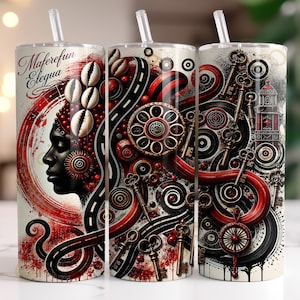 Elegua Orisha sublimeringsdesign i PNG för 20oz tumblerwrap | Andlig afrikansk gudomskonst | Crossroads Keys PNG