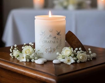 Obatala Spiritual Candle - Handpoured Soy, Meditation & Healing
