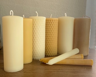 Pure Beeswax Pillar Candles ~ 100% Beeswax ~ Natural Honey Scent ~Altar Candle ~Centerpiece Candle ~ Hand poured with love.