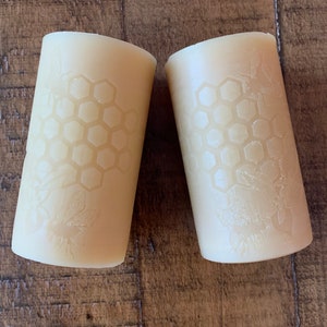 Pure Beeswax Pillar Candle Set Unique Bee & Honeycomb Design Candle Gift Set Gift Set Hand poured with love. image 4