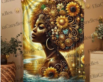 Oshun Velveteen Plush Blanket, Orisha Inspired Spiritual Gift, Mother's Day Gift