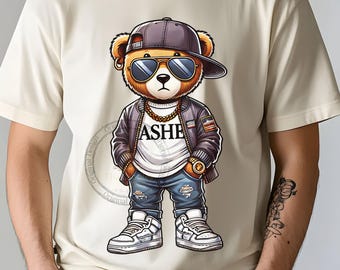 Ashe Bear T-Shirt, Urban Streetwear Teddy Graphic Tee