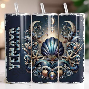 Yemaya 20oz Tumbler Sublimering PNG Design, Yemaya Tumbler Digital Nedladdning