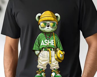 Ashe Bear T-Shirt: Trendy Cartoon Teddy - Urban Street Style