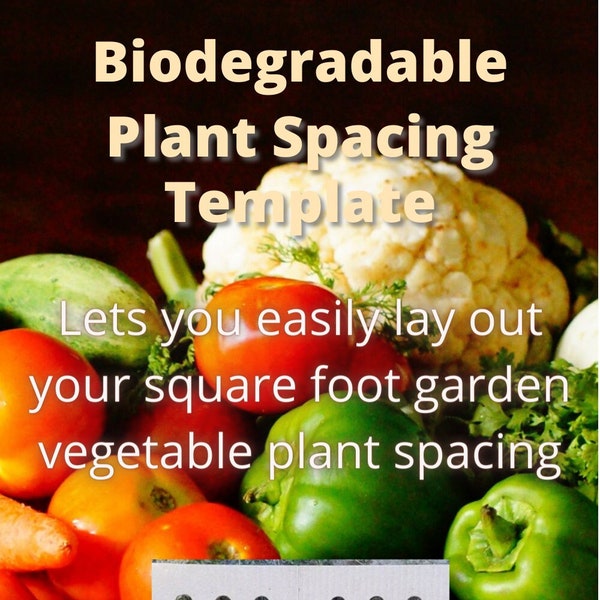 Garden seed spacing template, square foot gardening, plant spacing guide, Biodegradable, template &  2 page guide of vegetable plant spacing