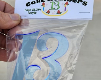 Cake Decoration for girls or boys Sweet 16 or 15 or 13 Birthday Cake Number Edge Glow Party Green Yellow Lt Blue Acrylic Any Number You Want