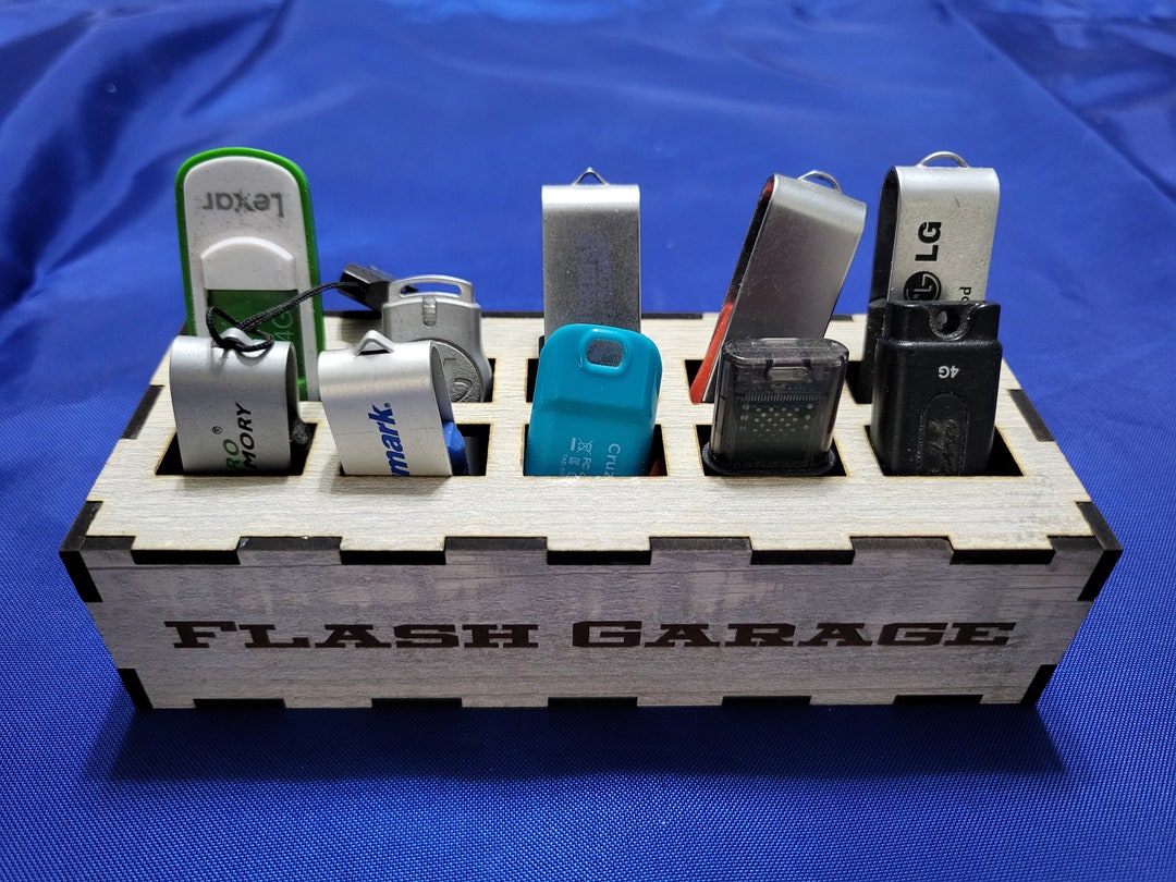 Flash Drive Garage USB Thumb Drive Organizer for Home & Office Desk or ...