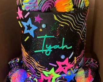 Custom Cake Top & Name Charm in edge glow acrylic