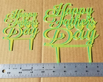 Happy Father's Day cake topper edge glow acrylic for cake decoration or potted plant decor