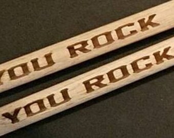 YOU ROCK engraved drum sticks for drummers gift, rock and roll birthday gifts, Employees Gifts, Business Promotions