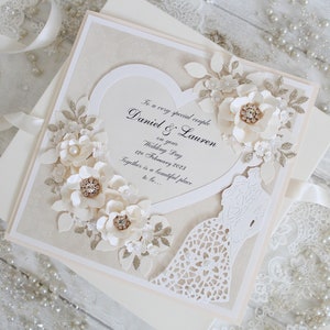 Personalised wedding card | a special couple | son and daughter-in-law son-in-law  | pearl cream and gold wedding | luxury handmade card