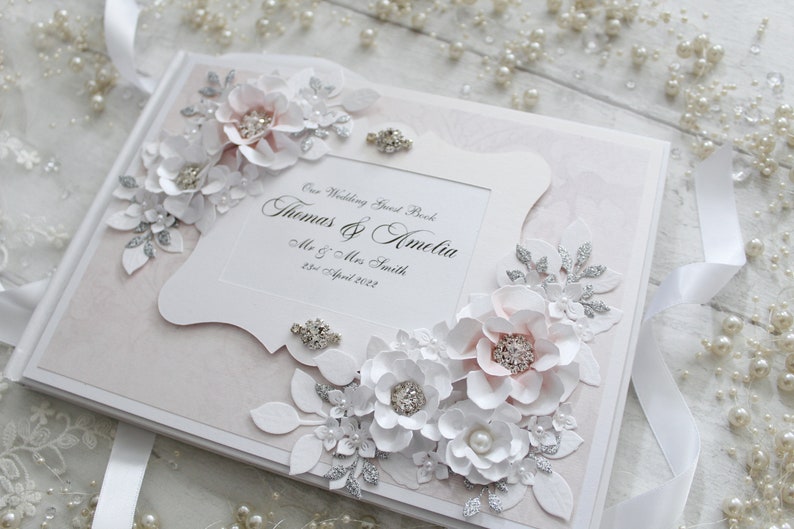 Personalised Wedding Guest Book Pink and Silver Wedding Etsy UK