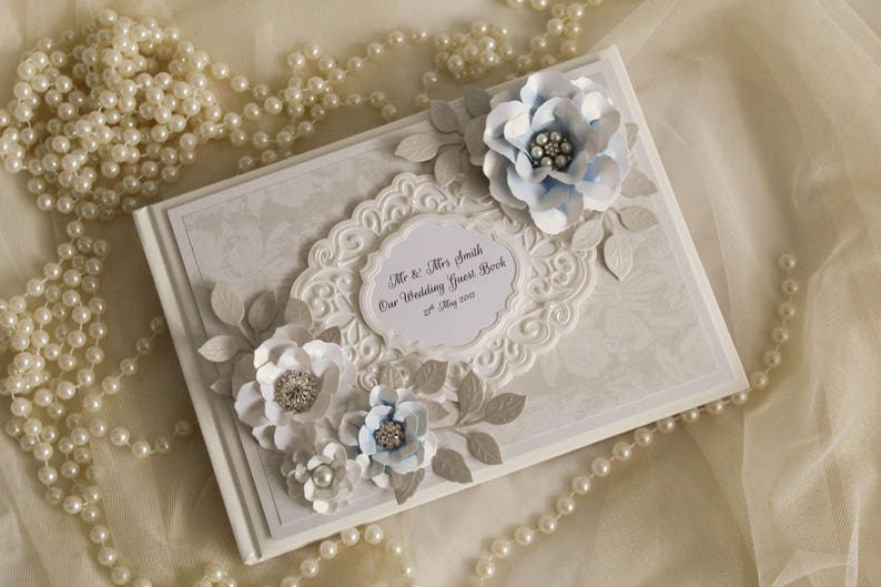Royal Blue And Silver Wedding Guest Book Personalised Etsy