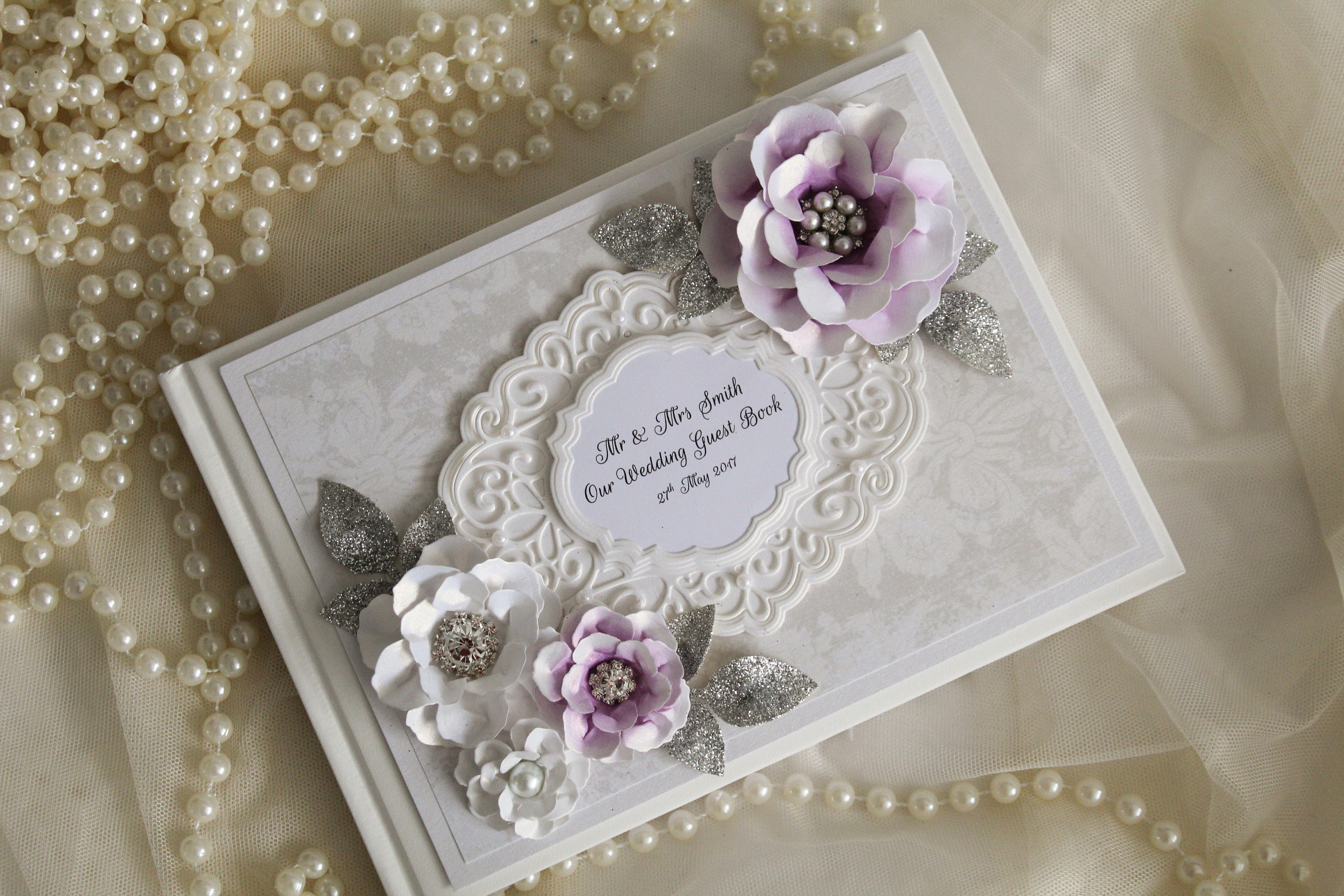 Purple And Silver Wedding Guest Book Any Occasion Wedding Etsy