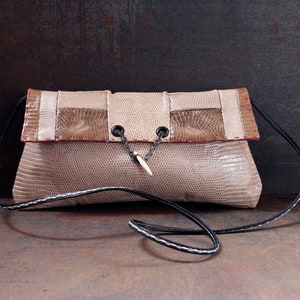 White lizard leather clutch, edgy design purse, stylish lizard clutch, wedding design purse, evening pochette, smart handbag "larache"
