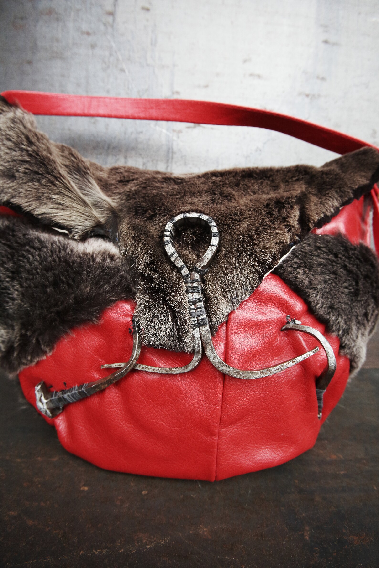 Red Lipstick Furry Bag Fur Red Shoulder Bag. Lamb and Fox Etsy