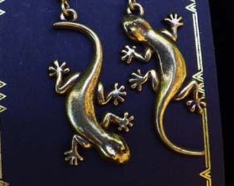 Gold Plated Gecko Earrings by D&#39;Artefax