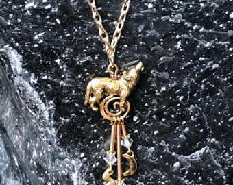 D&#39;Artefax 24K Gold Plated Wolf Earrings and Necklace