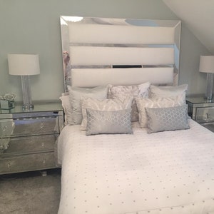 Tufted headboard 2024 with mirror trim